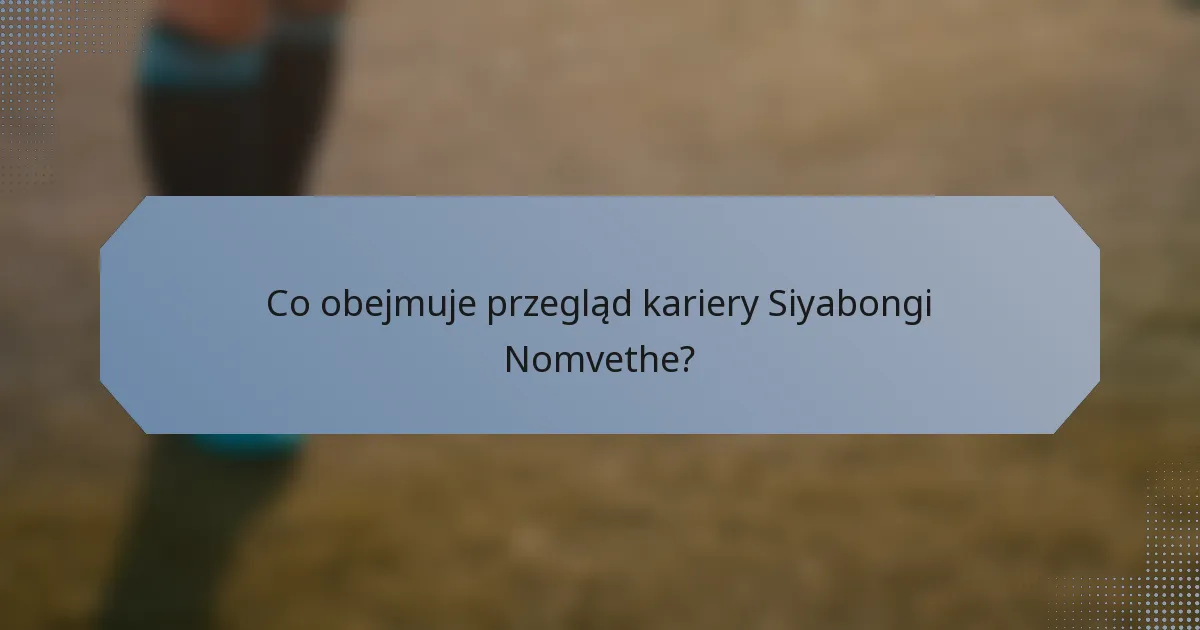 Co obejmuje przegląd kariery Siyabongi Nomvethe?