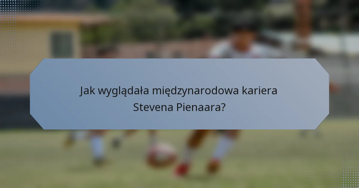 Jak wyglądała międzynarodowa kariera Stevena Pienaara?