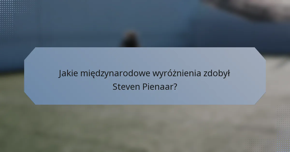 Jakie międzynarodowe wyróżnienia zdobył Steven Pienaar?