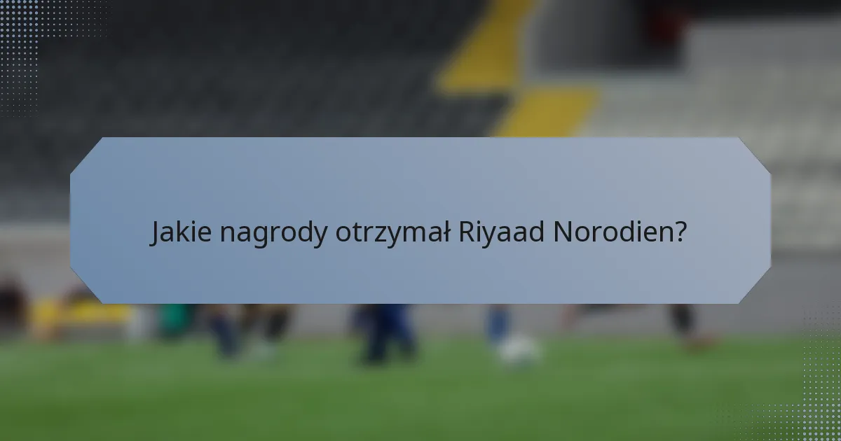 Jakie nagrody otrzymał Riyaad Norodien?