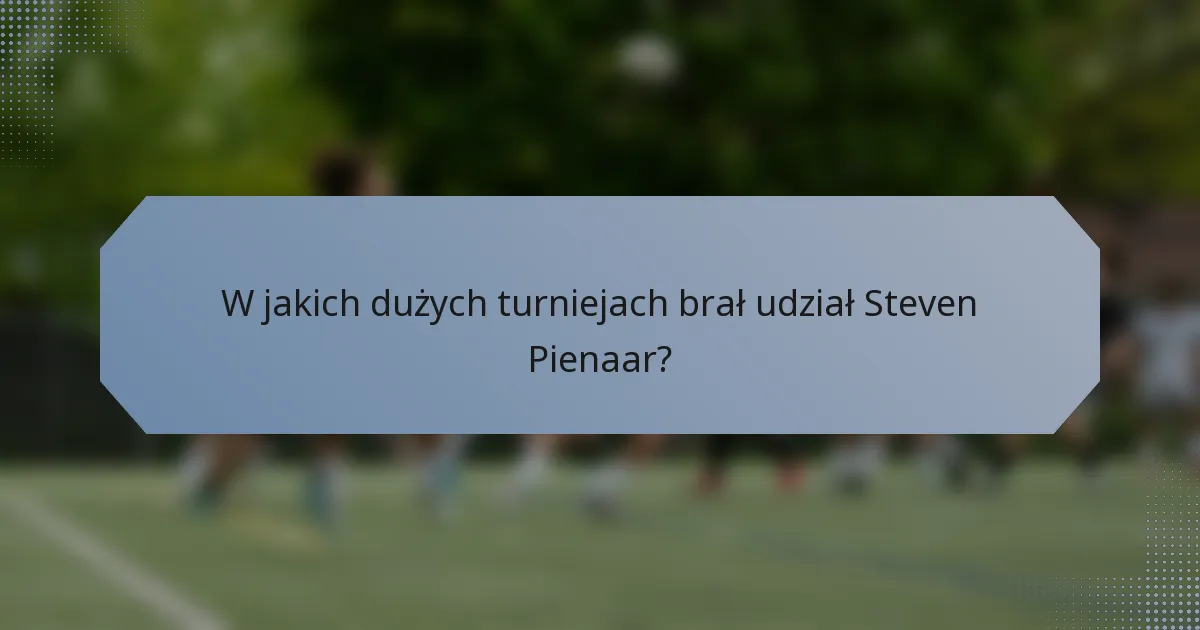 W jakich dużych turniejach brał udział Steven Pienaar?